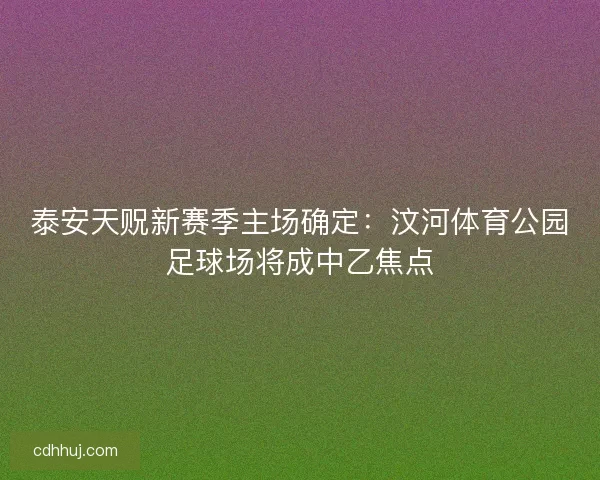 泰安天贶新赛季主场确定：汶河体育公园足球场将成中乙焦点